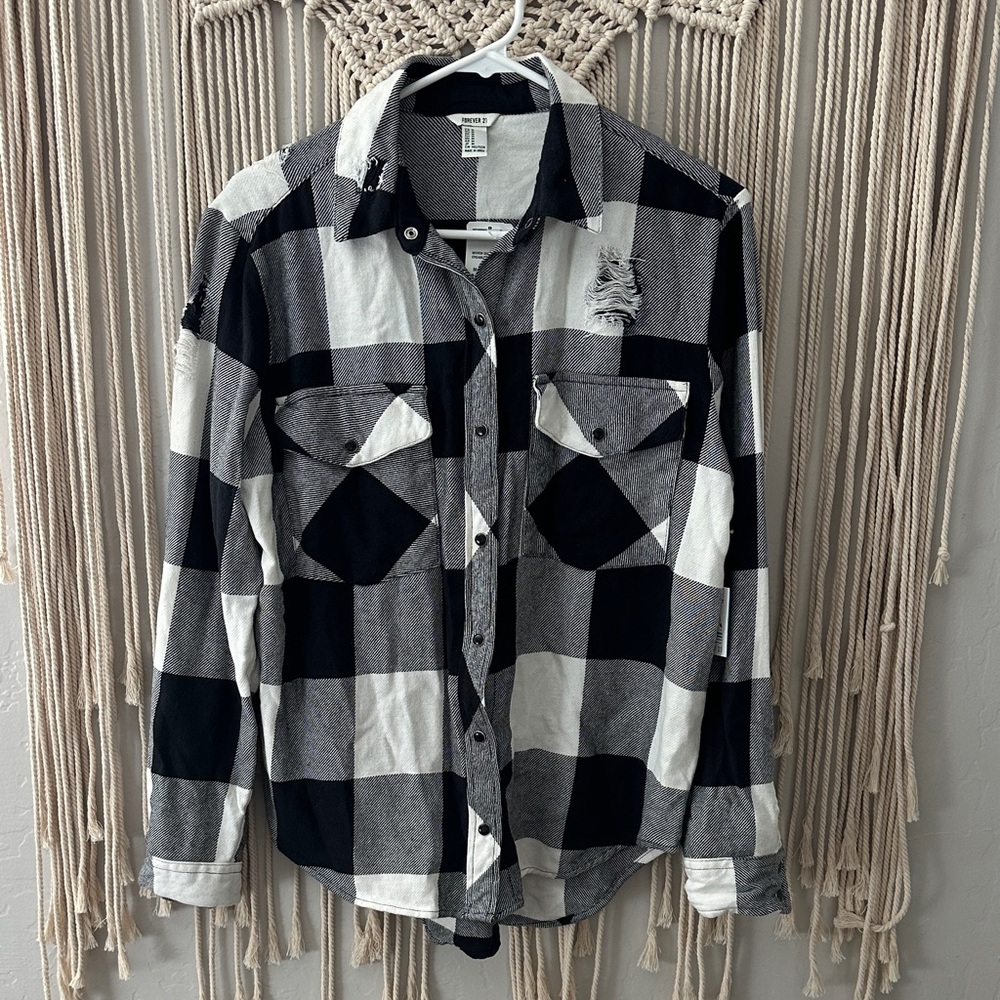 Forever 21 Black and White Checkered Shirt